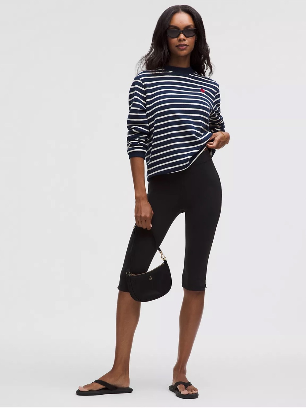 Groove High-Rise Notched-Hem Crop 15"